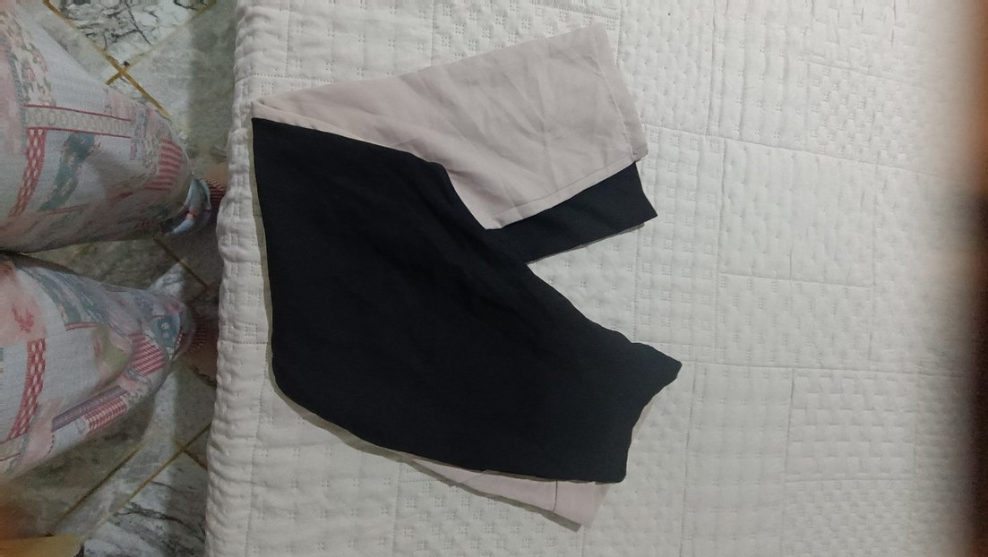 Krem siyah İki Renkli Kadın Kumaş Pantolon - Görsel 4