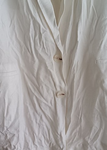 40 Beden beyaz Renk Beyaz Keten Kadın Blazer Ceket