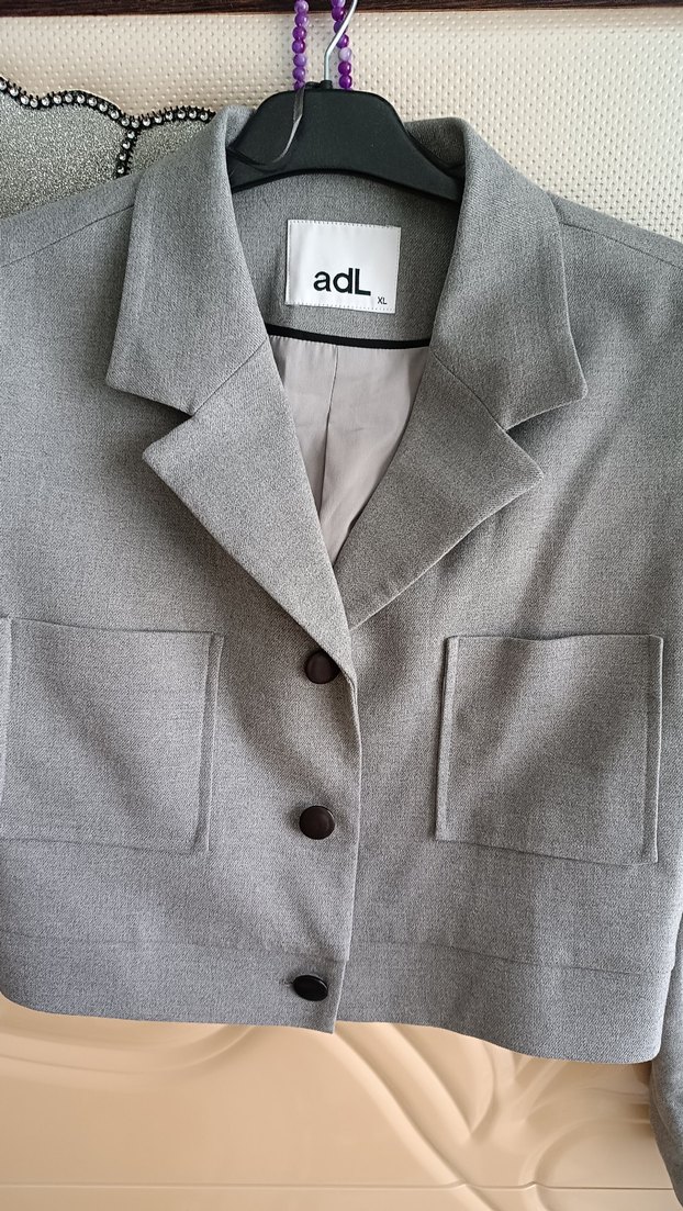 Gri Kısa Kesim Kadın Blazer Ceket - Görsel 2