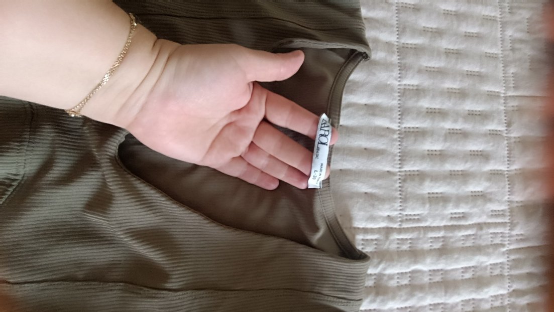 Bej V Yaka Uzun Kollu bluz - Görsel 3