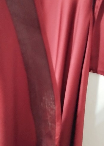 Bordo Uzun Kollu Drapeli Kadın Elbise - Görsel 3