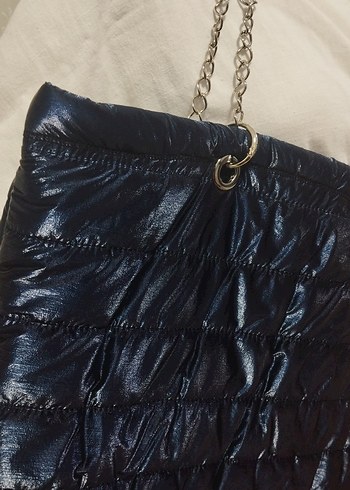 Parlak Mavi Kadın Pliseli Çanta - Görsel 3