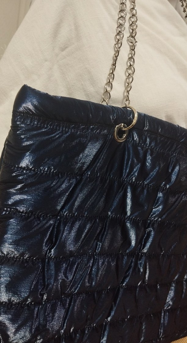 Parlak Mavi Kadın Pliseli Çanta - Görsel 3