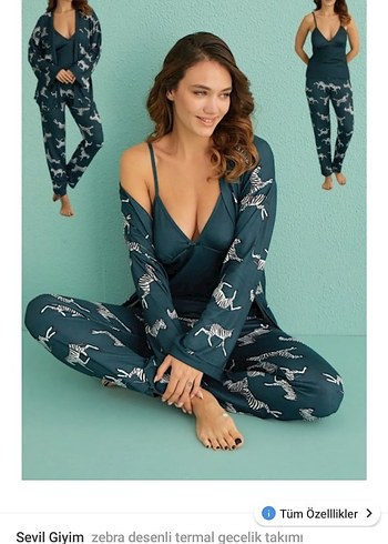 Diger Kadın Zebra Desenli Termal Pijama Takımı