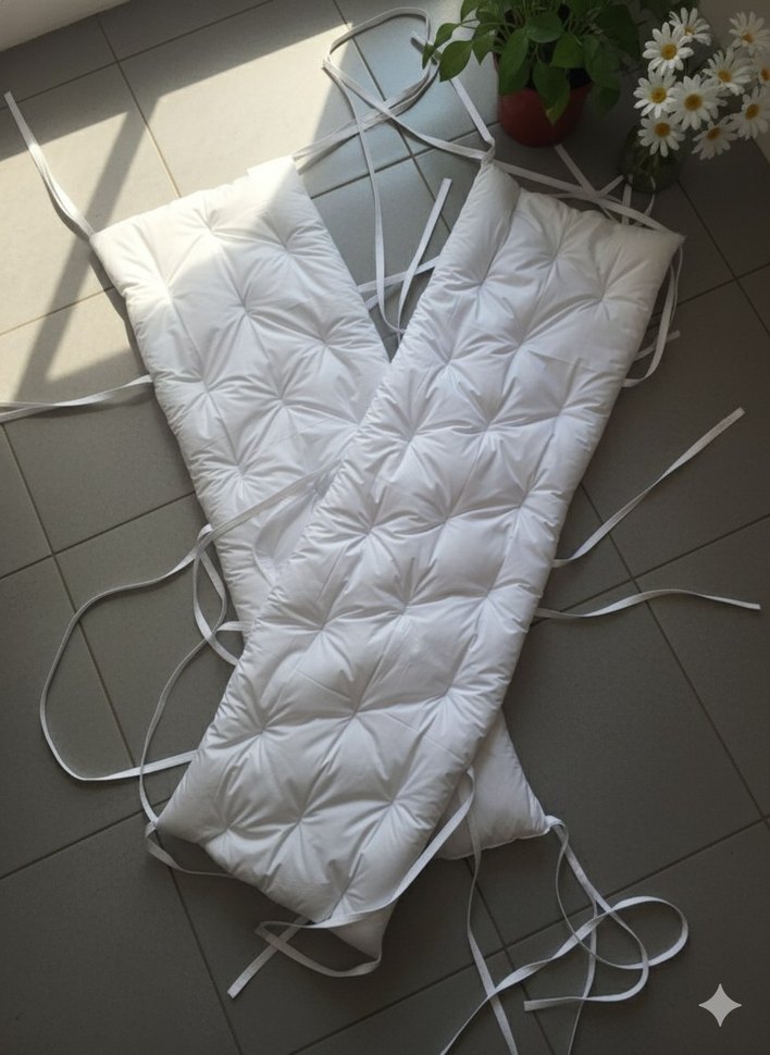 i Bağcıklı Beyaz Bebek Yatak Koruyucu - Görsel 3