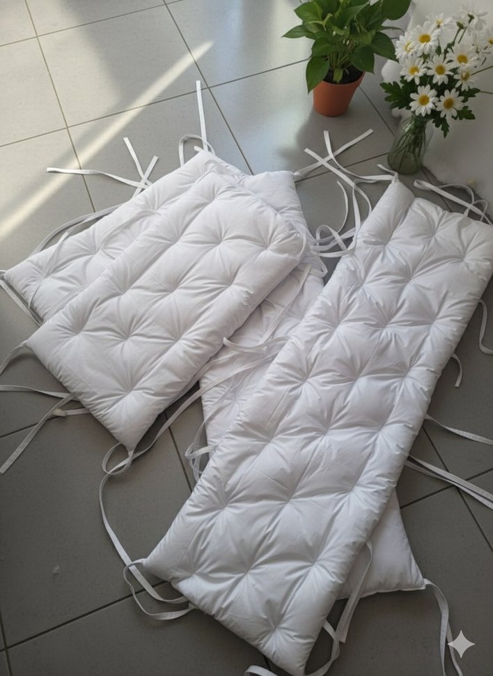 i Bağcıklı Beyaz Bebek Yatak Koruyucu - Görsel 2