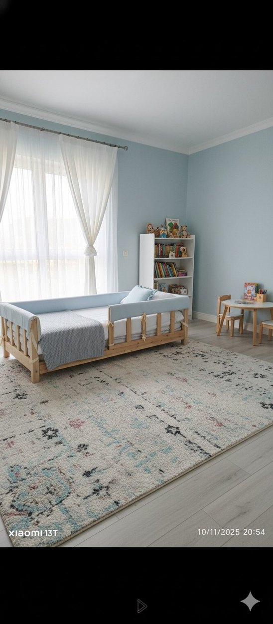 Mavi Pamuklu Bebek Uyku Minderi - Görsel 4