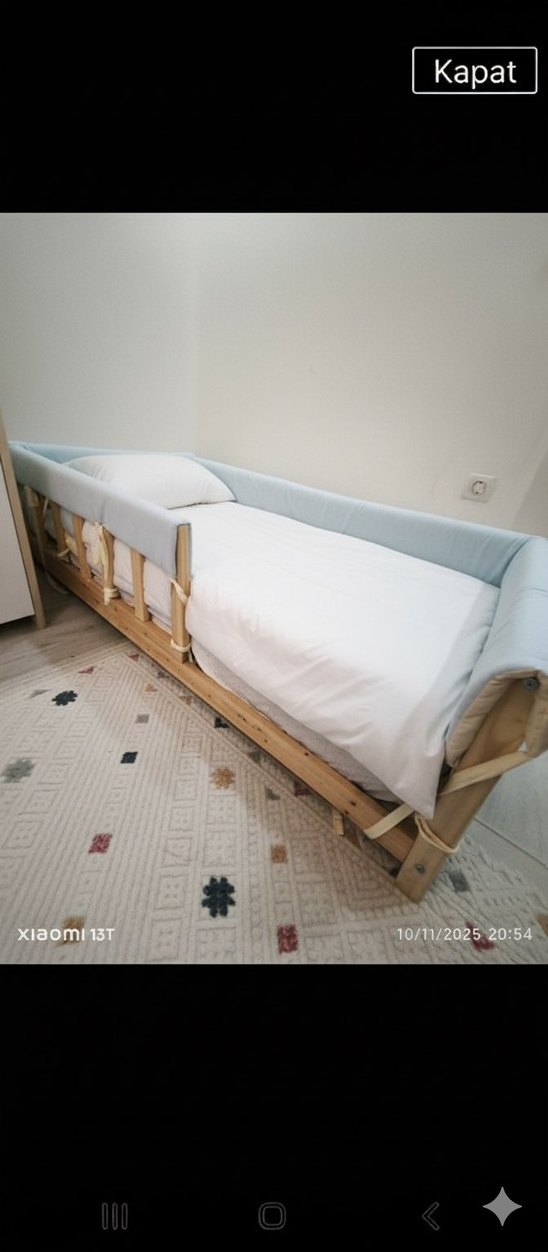 Mavi Pamuklu Bebek Uyku Minderi - Görsel 5