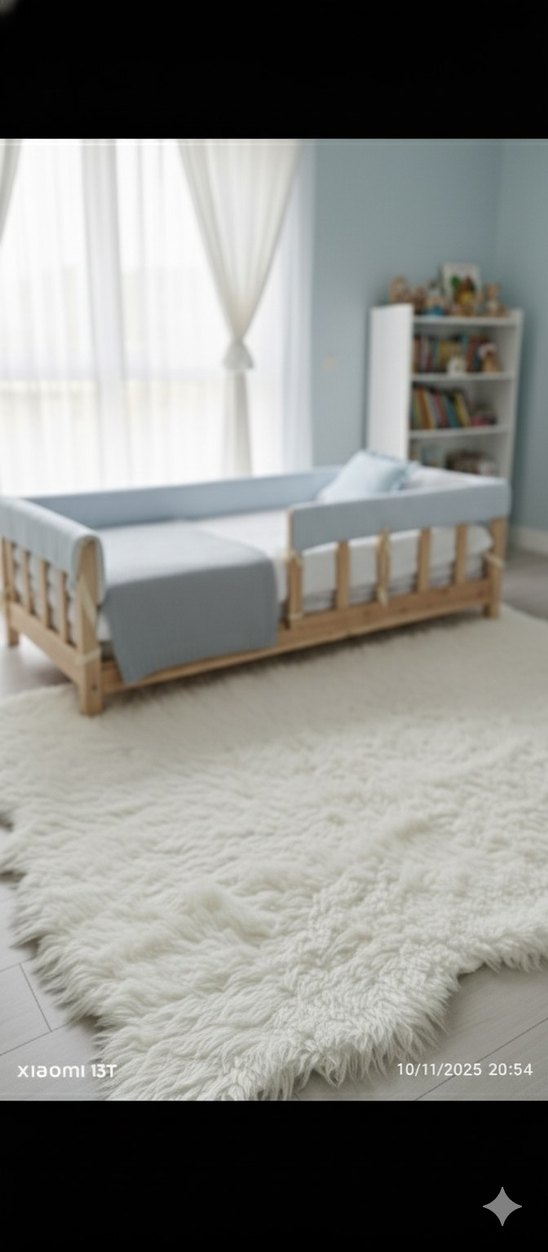 Mavi Pamuklu Bebek Uyku Minderi - Görsel 3