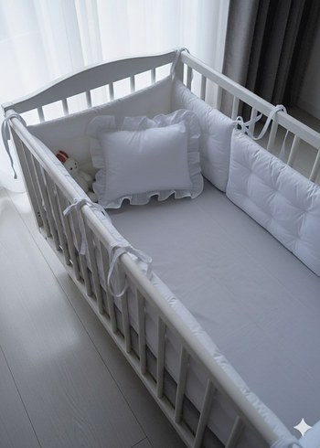 Bebek Beşik Kenar Koruyucu Beyaz renk - Görsel 7