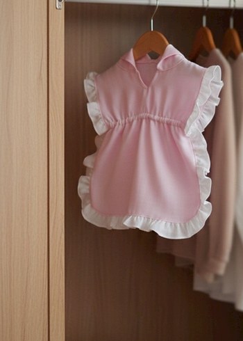 Kız Çocuk Pembe Kapüşonlu Bornoz - Görsel 6