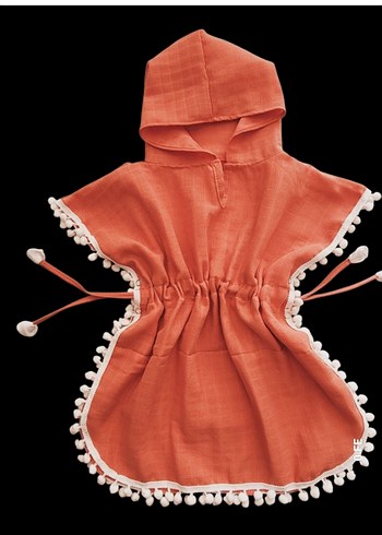 Turuncu Bohem Kız Çocuk Panço - Görsel 2