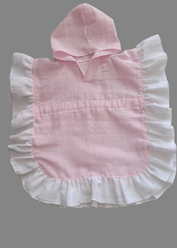 Kız Çocuk Pembe Fırfırlı müslin Panço - Görsel 3