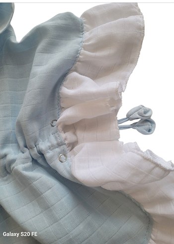 Kız Çocuk Sarı Fırfırlı Pamuklu Poncho - Görsel 5