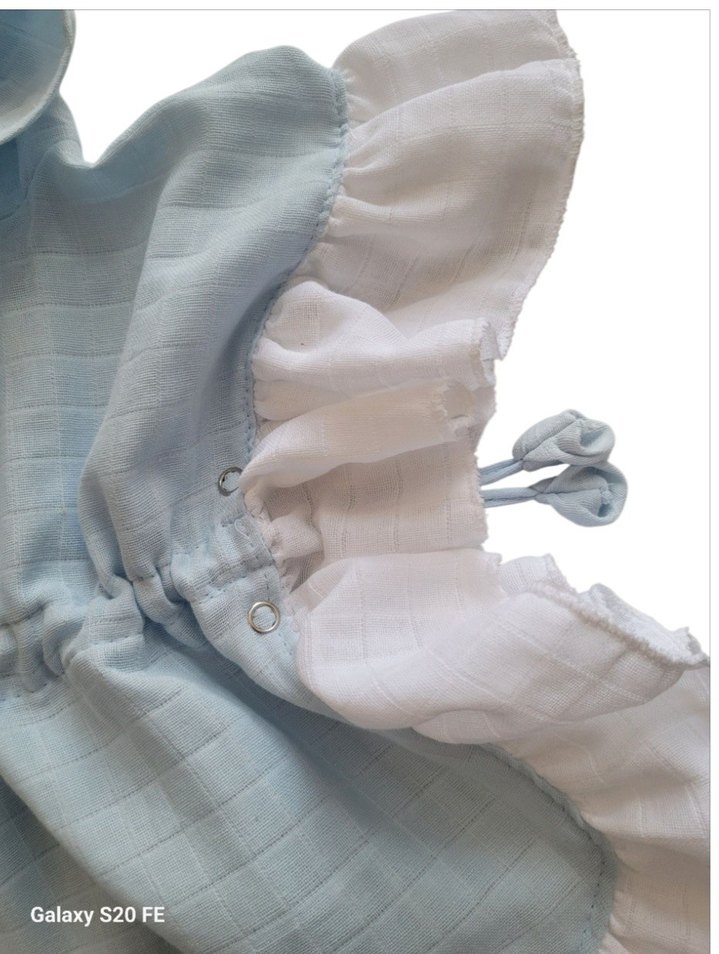 Kız Çocuk Sarı Fırfırlı Pamuklu Poncho - Görsel 5