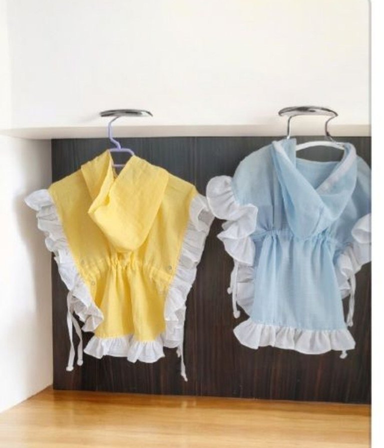 Kız Çocuk Sarı Fırfırlı Pamuklu Poncho - Görsel 3