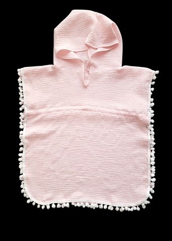 Kız Çocuk Pembe Poncho Püsküllü - Görsel 6