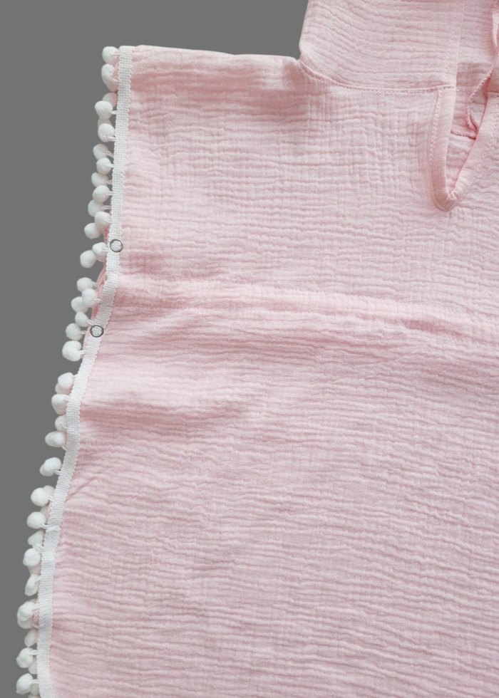 Kız Çocuk Pembe Poncho Püsküllü - Görsel 2