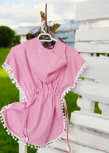 Püsküllü Pembe Kız Çocuk Panço - Görsel 6