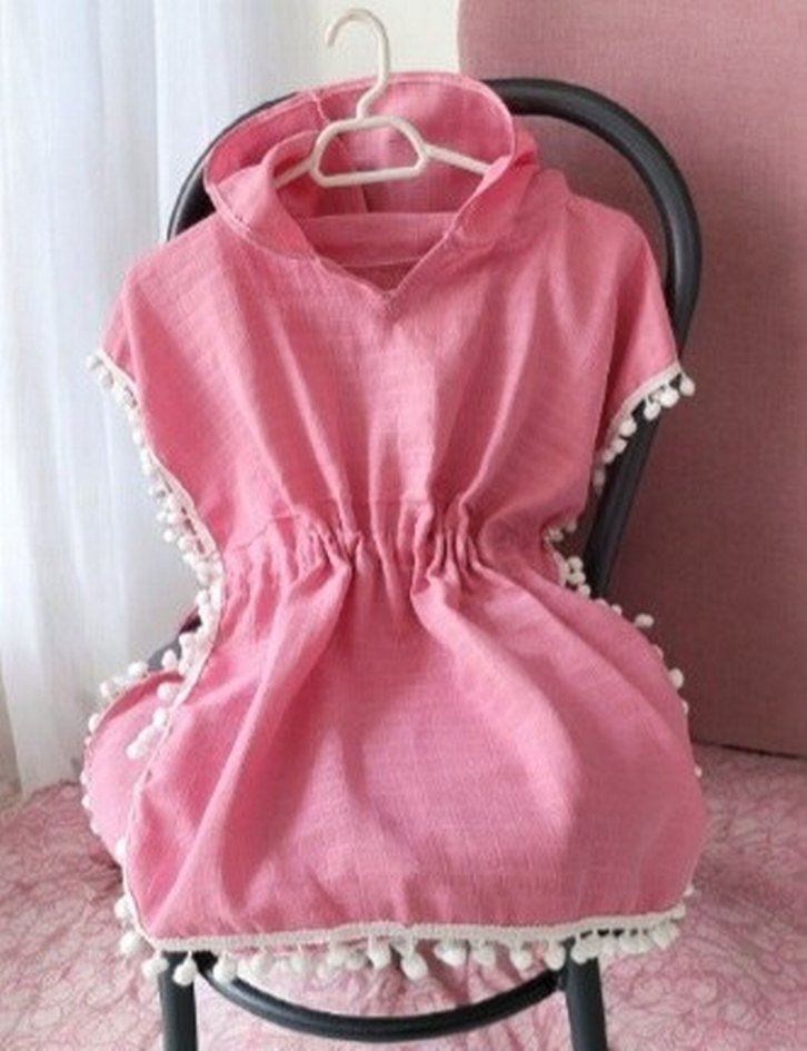 Püsküllü Pembe Kız Panço - Görsel 3