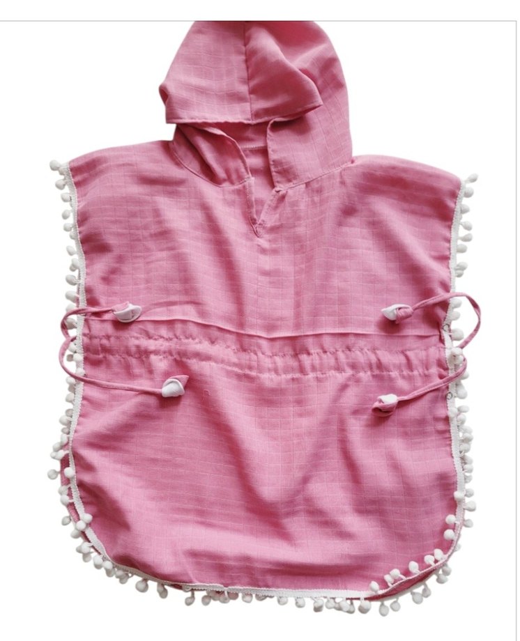 Püsküllü Pembe Kız Panço - Görsel 4