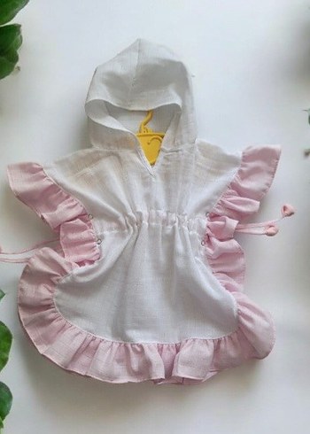 Kız Çocuk Pembe muslin Ponço Fırfırlı - Görsel 6