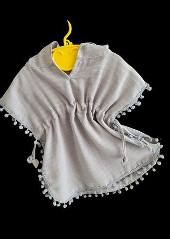 Gri Örgü Kız Çocuk Panço - Görsel 4