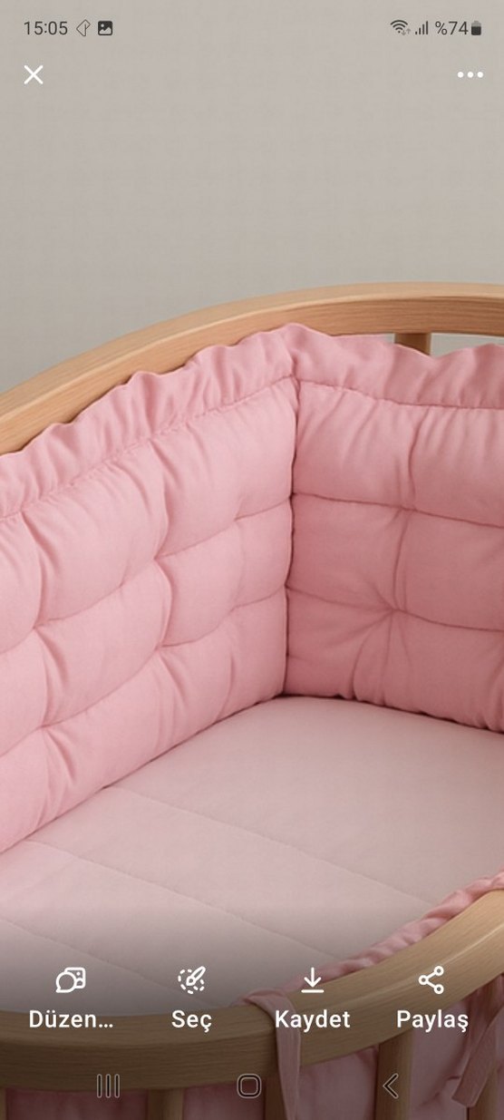Pembe Pastel Bebek Beşiği kenar koruma minderi - Görsel 2