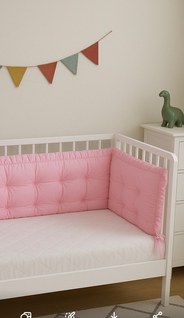 Pembe Pastel Bebek Beşiği kenar koruma minderi - Görsel 5