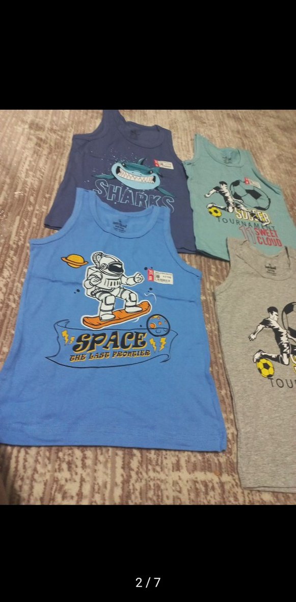 Erkek Çocuk Baskılı atlet Gri ve Mavi - Görsel 2