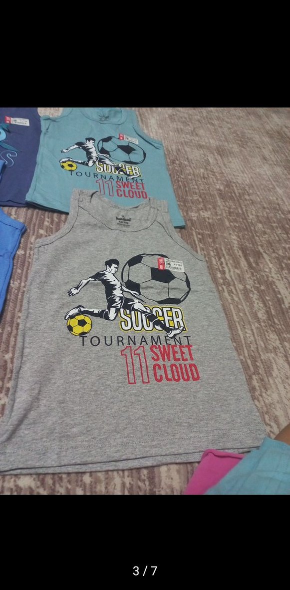 Erkek Çocuk Baskılı atlet Gri ve Mavi - Görsel 3