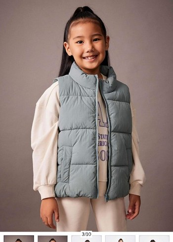 Gri Kız Şişme Yelek Yüksek Yakalı - Görsel 3