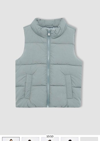 Gri Kız Şişme Yelek Yüksek Yakalı - Görsel 2