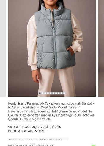 Gri Kız Şişme Yelek Yüksek Yakalı - Görsel 5