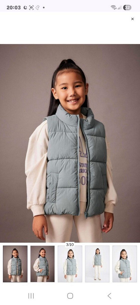 Gri Kız Şişme Yelek Yüksek Yakalı - Görsel 3