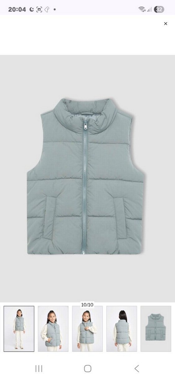 Gri Kız Şişme Yelek Yüksek Yakalı - Görsel 2