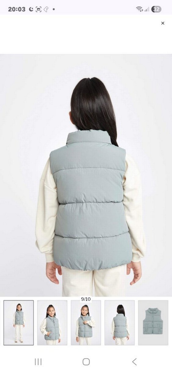 Gri Kız Şişme Yelek Yüksek Yakalı - Görsel 4