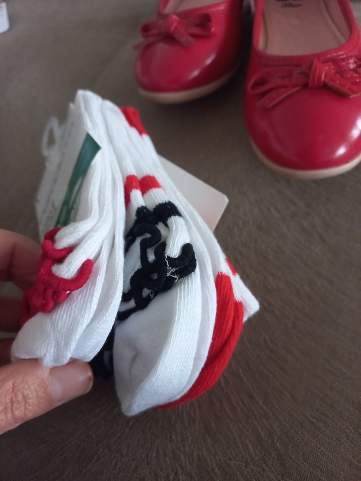 Kırmızı Lastikli Kız Babet Ayakkabı - Görsel 2