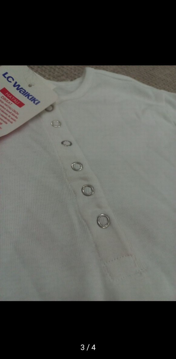 Kız Çocuk Beyaz Uzun Kollu Düğmeli Tişört - Görsel 2