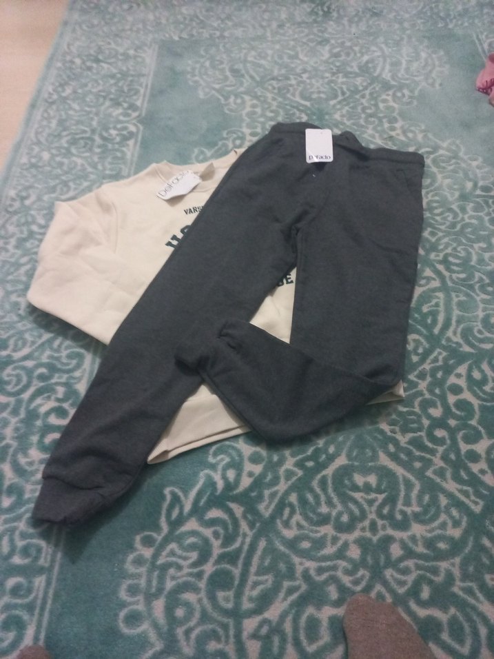 Gri Baskılı Erkek Sweatshirt ve Eşofman Takımı - Görsel 4