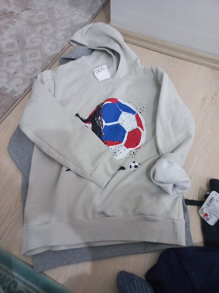 Gri Kapüşonlu Uzun Kollu Sweatshirt 1 adet - Görsel 5
