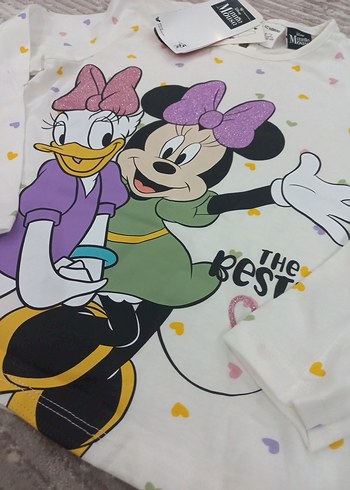 Baskılı Uzun Kollu Beyaz Kız Tişörtü - Görsel 3