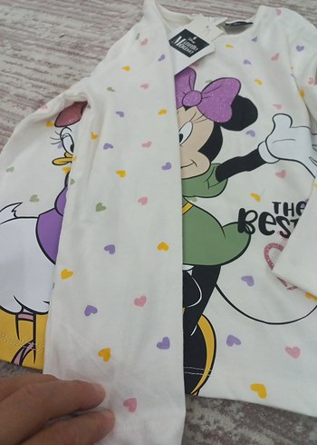 Baskılı Uzun Kollu Beyaz Kız Tişörtü - Görsel 4