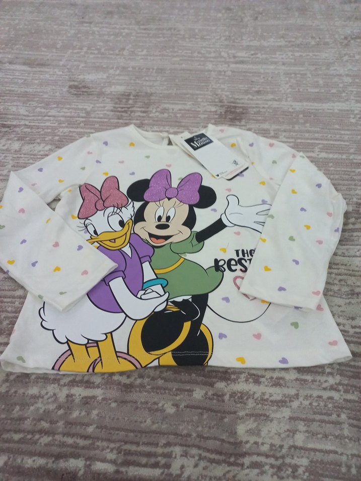 Baskılı Uzun Kollu Beyaz Kız Tişörtü - Görsel 5