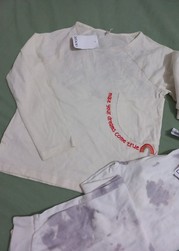 Kız Çocuk Beyaz Batik Desenli Sweatshirt ve Eşofman - Görsel 2