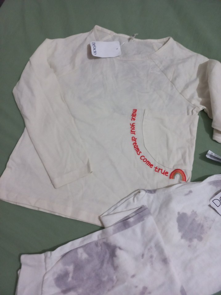 Kız Çocuk Beyaz Batik Desenli Sweatshirt ve Eşofman - Görsel 2