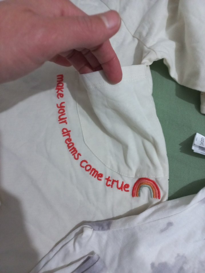 Kız Çocuk Beyaz Batik Desenli Sweatshirt ve Eşofman - Görsel 3