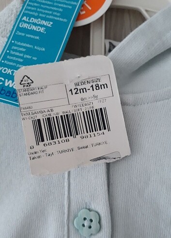 1 Yaş Beden mavi Renk Lcw etiketli sıfır 12,18 ay 