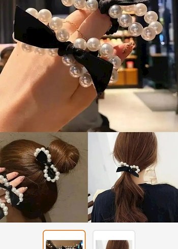 Accessorize İnci Detaylı Siyah Fiyonk Saç Tokası
