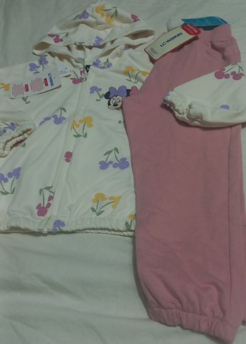 Pembe Baskılı Bebek Kız Takımı Fermuarlı